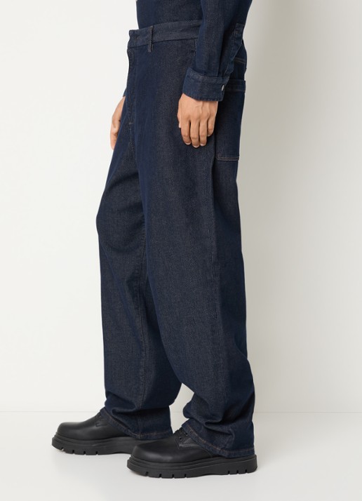 Armani Wide leg jeans met donkere wassing - detail 2 indigo