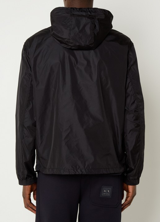 Armani Windjack met capuchon en ritszakken - achterkant 3 zwart
