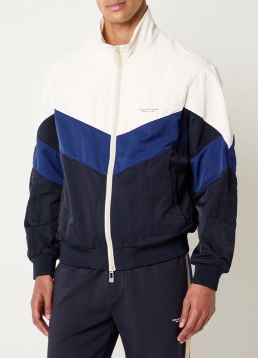 Armani Windjack met streepprint en paspelzakken