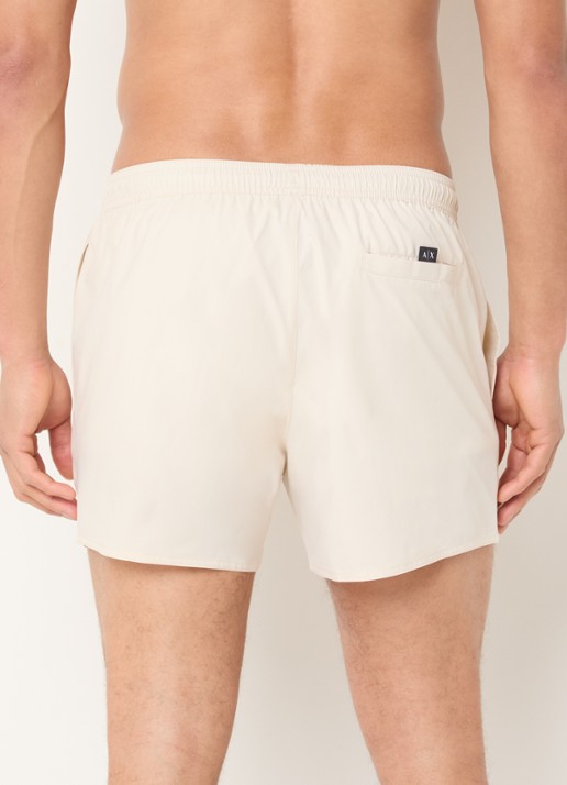 Armani Zwemshorts met logoprint en steekzakken - achterkant creme