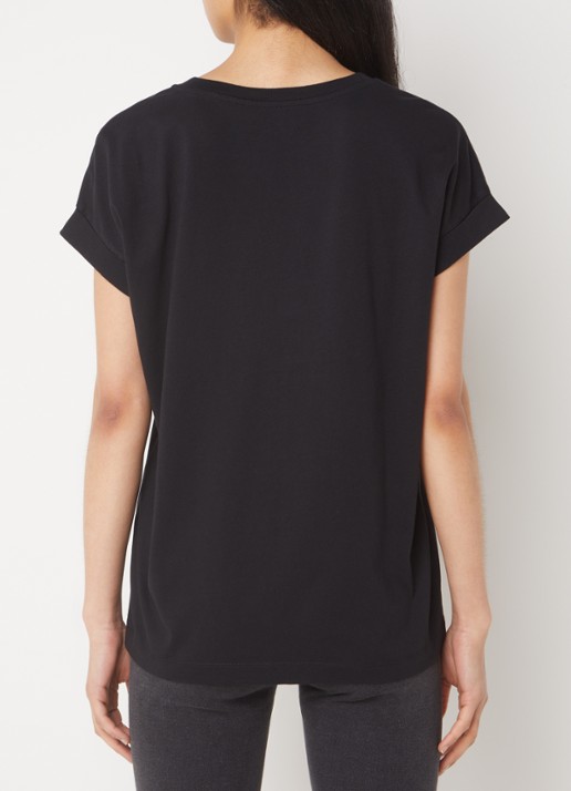 ARMEDANGELS T-shirt van  katoen met logoborduring - achterkant zwart