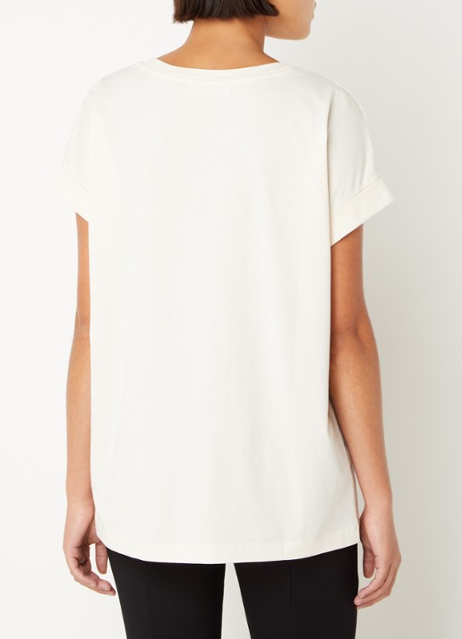 ARMEDANGELS T-shirt van  katoen met logoborduring - achterkant gebroken wit