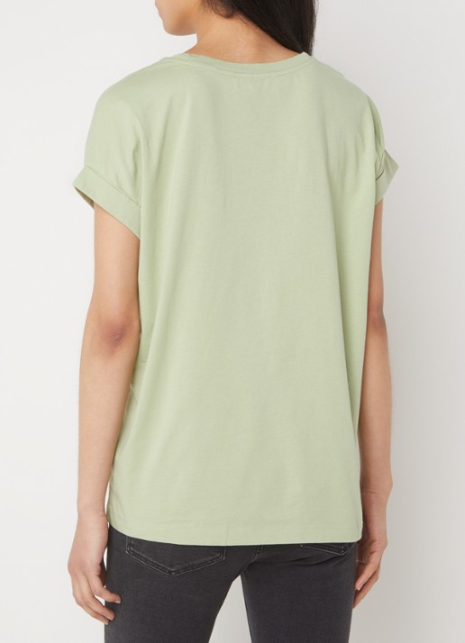 ARMEDANGELS T-shirt van  katoen met logoborduring - achterkant lindegroen