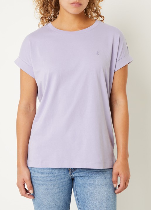 ARMEDANGELS T-shirt van  katoen met logoborduring - detail lavendel