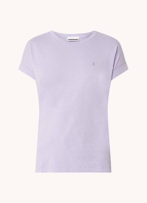 ARMEDANGELS T-shirt van  katoen met logoborduring - voorkant 2 lavendel