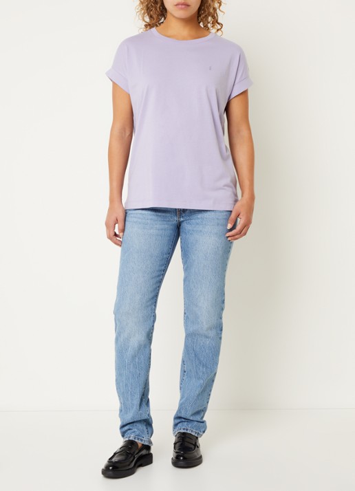 ARMEDANGELS T-shirt van  katoen met logoborduring - voorkant 3 lavendel