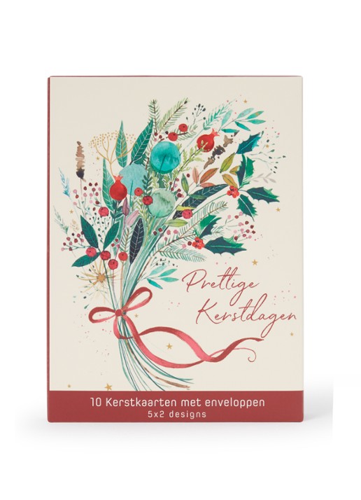 Art Group Bos met takken en krans kerstkaart - 2 designs - set van 10 inclusief enveloppen