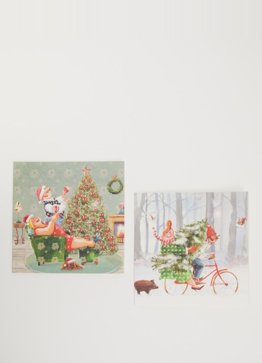 Art Group Goede Doelen kerstkaart - 2 designs - set van 10 inclusief enveloppen - voorkant 2 multicolor