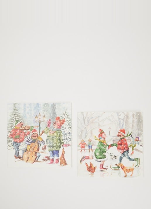 Art Group Goede Doelen kerstkaart - 2 designs - set van 10 inclusief enveloppen - voorkant 2 multicolor