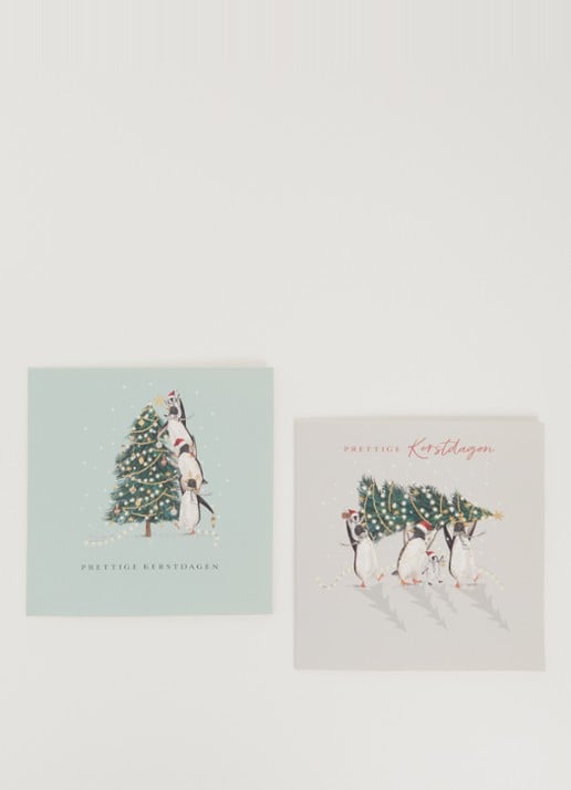 Art Group Goede Doelen kerstkaart - 2 designs - set van 10 inclusief enveloppen - voorkant 2 multicolor