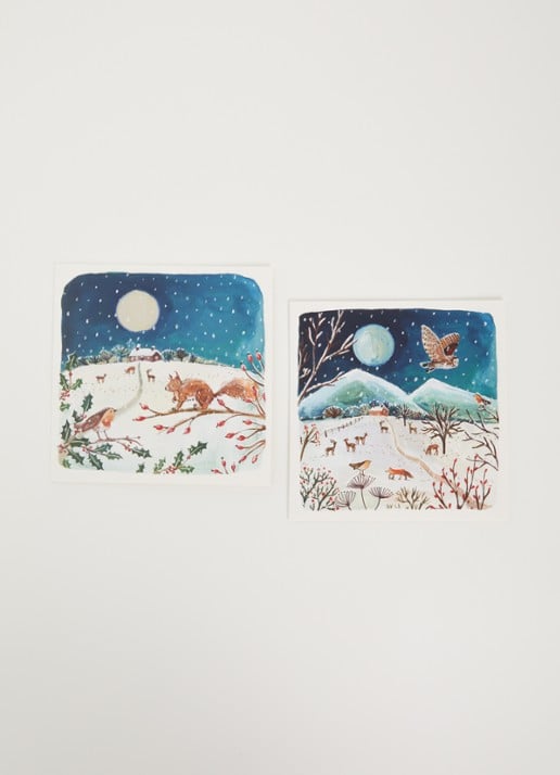 Art Group Goede Doelen kerstkaart - 2 designs - set van 10 inclusief enveloppen - voorkant 2 donkerblauw