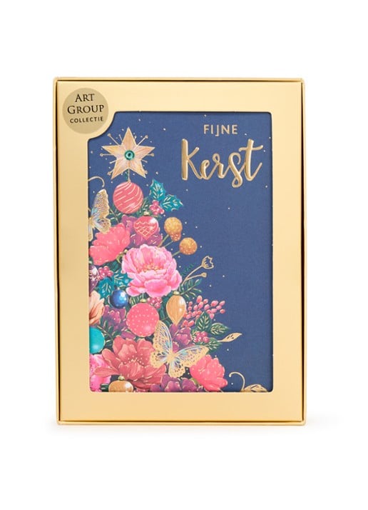 Art Group Kerstboom met vlinders - 1 design - luxe kerstkaart met envelop - set van 8