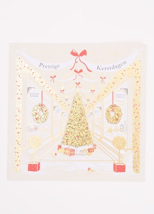 Art Group Kerstetalages kerstkaart - set van 10 inclusief enveloppen - voorkant 2 goud
