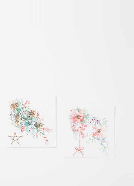 Art Group Kersttakken kerstkaart - 2 designs - set van 10 inclusief enveloppen - voorkant 2 wit