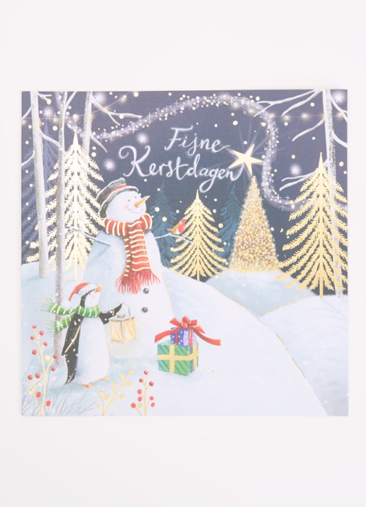 Art Group Pinguïn en Sneeuwpop kerstkaart - set van 10 inclusief enveloppen - voorkant 2 multicolor