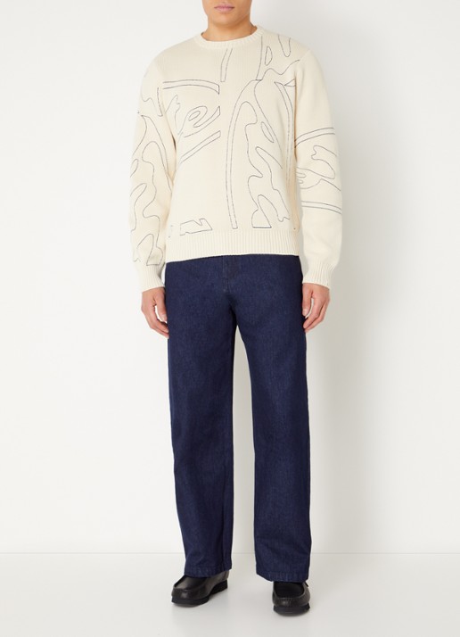 Arte Antwerp Circle Logo tapered fit jeans met gekleurde wassing - voorkant 5 indigo