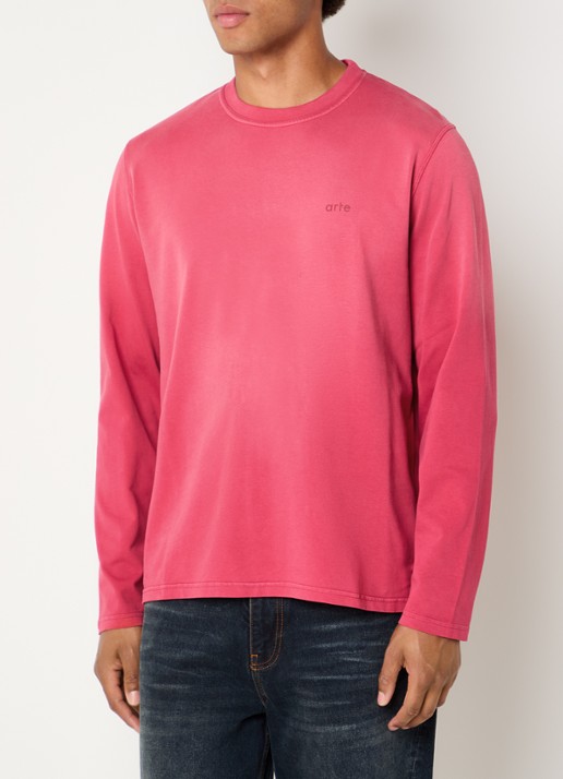 Arte Antwerp Fadeout longsleeve met logo- en backprint - achterkant bordeauxrood