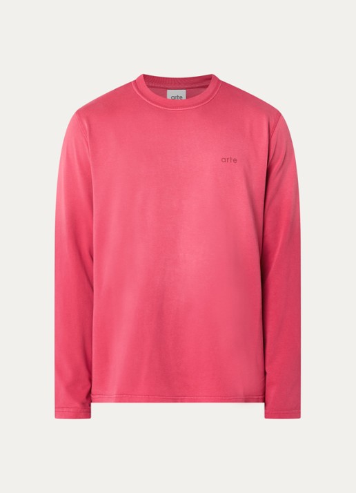 Arte Antwerp Fadeout longsleeve met logo- en backprint - voorkant 2 bordeauxrood