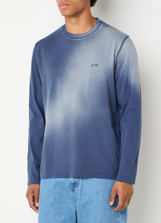 Arte Antwerp Fadeout longsleeve met logo- en backprint - achterkant 3 donkerblauw