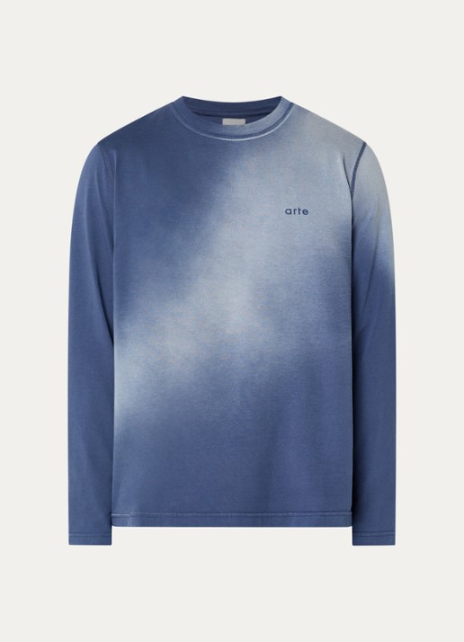 Arte Antwerp Fadeout longsleeve met logo- en backprint - voorkant donkerblauw