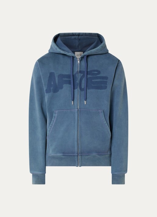 Arte Antwerp Fadeout sweatvest met logoprint - voorkant 4 staalblauw
