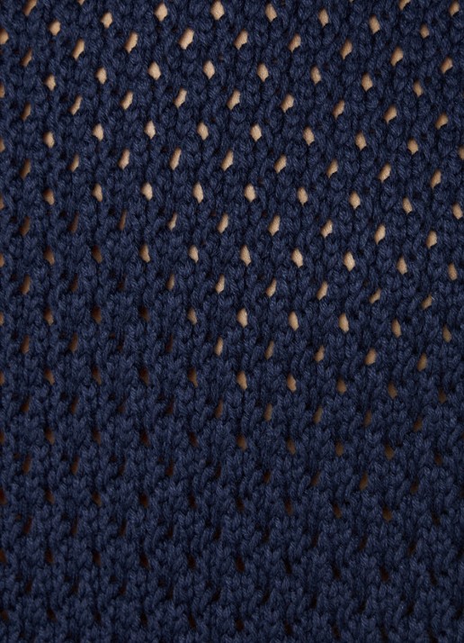 Arte Antwerp Grogebreid regular fit overhemd met opengewerkt dessin - detail 5 donkerblauw