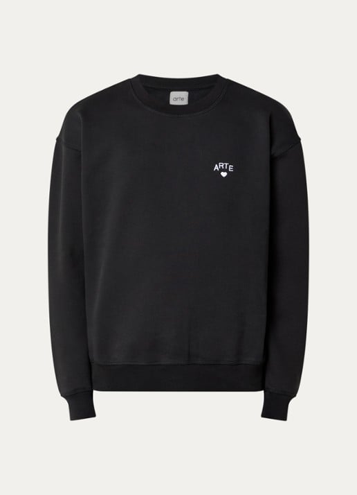 Arte Antwerp Heart sweater met logoborduring - voorkant zwart