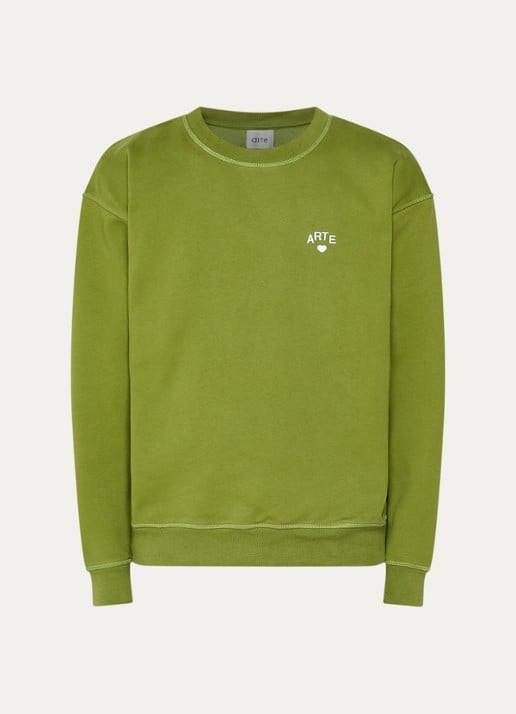Arte Antwerp Heart sweater met logoborduring - voorkant 3 groen