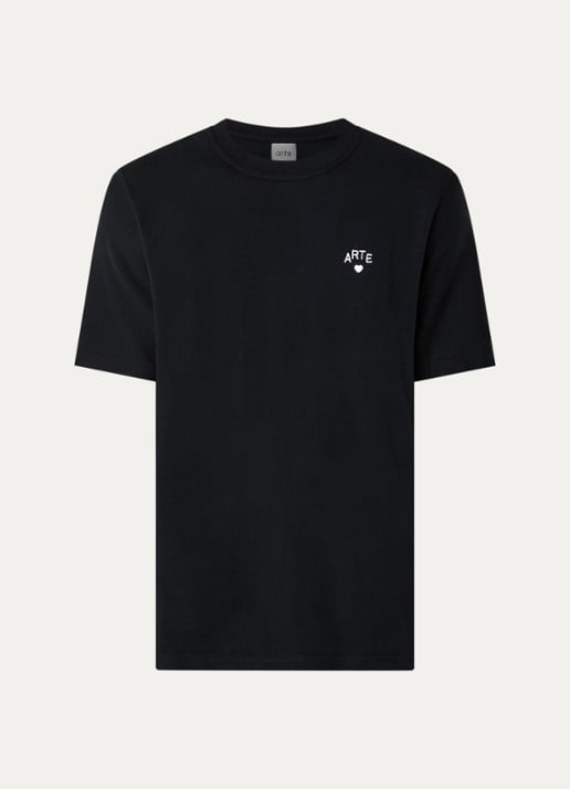 Arte Antwerp Heart T-shirt met logoborduring - voorkant 3 zwart