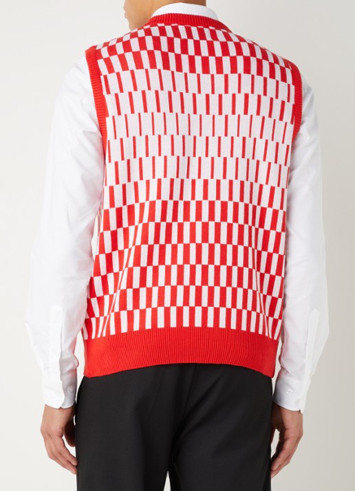Arte Antwerp Karl Trip spencer met ingebreid patroon - achterkant rood