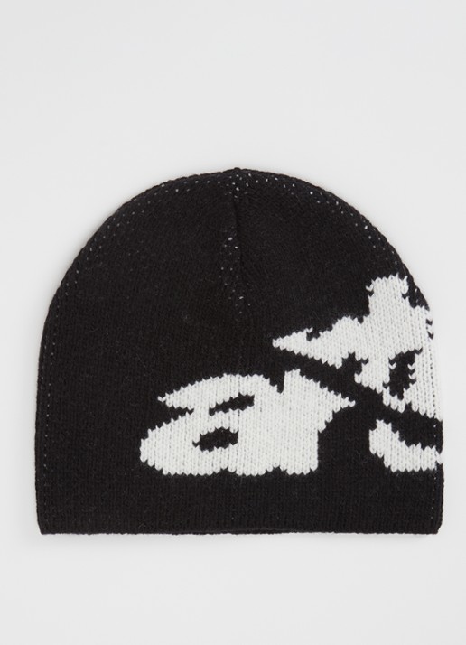 Arte Antwerp Muts in wolblend met ingebreid logo - voorkant zwart