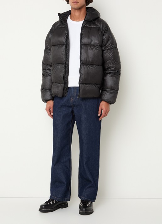 Arte Antwerp Puffer jack met steekzakken met glanzende finish - voorkant 3 zwart
