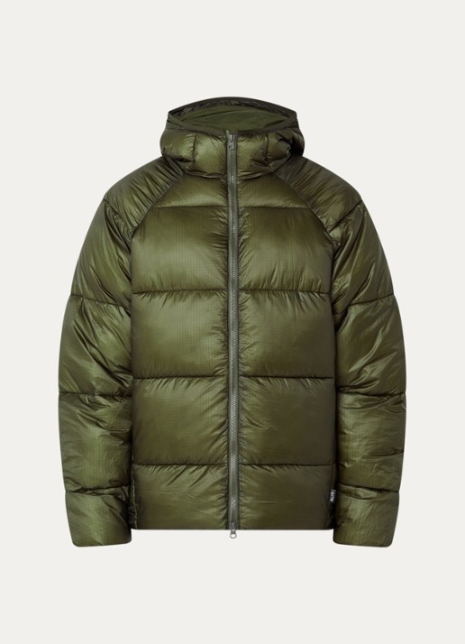 Arte Antwerp Puffer jack met steekzakken met glanzende finish - voorkant legergroen