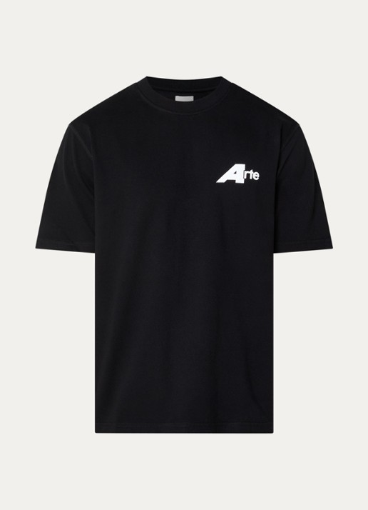 Arte Antwerp Receipt T-shirt met logo- en backprint - voorkant 2 zwart
