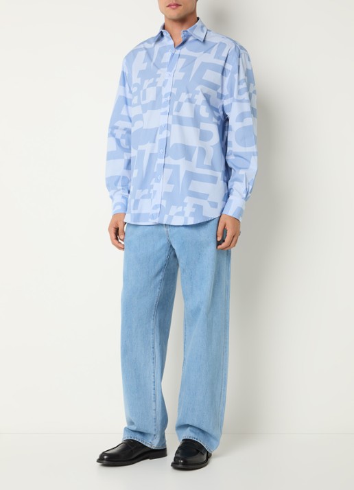 Arte Antwerp Regular fit overhemd met print - voorkant 3 blauw