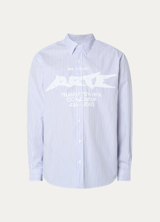 Arte Antwerp Regular fit overhemd met streepprint - voorkant 2 blauw
