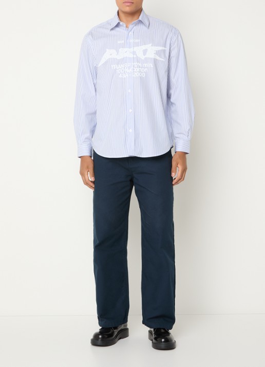 Arte Antwerp Regular fit overhemd met streepprint - voorkant 3 blauw