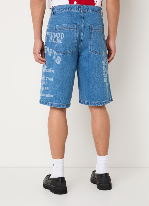 Arte Antwerp Straight fit korte broek van denim met logoprint - achterkant 2 indigo