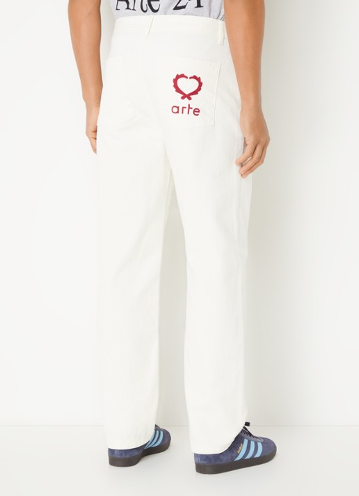 Arte Antwerp Straight leg jeans met logoborduring - achterkant gebroken wit
