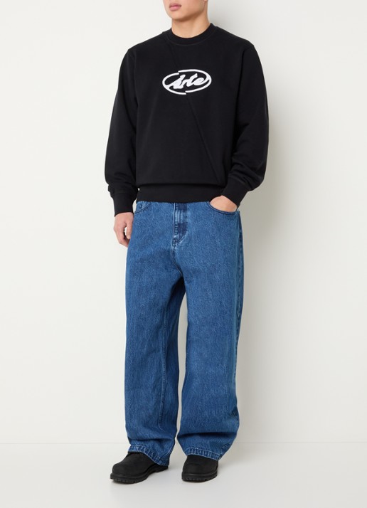 Arte Antwerp Sweater met logoborduring  - voorkant 2 zwart