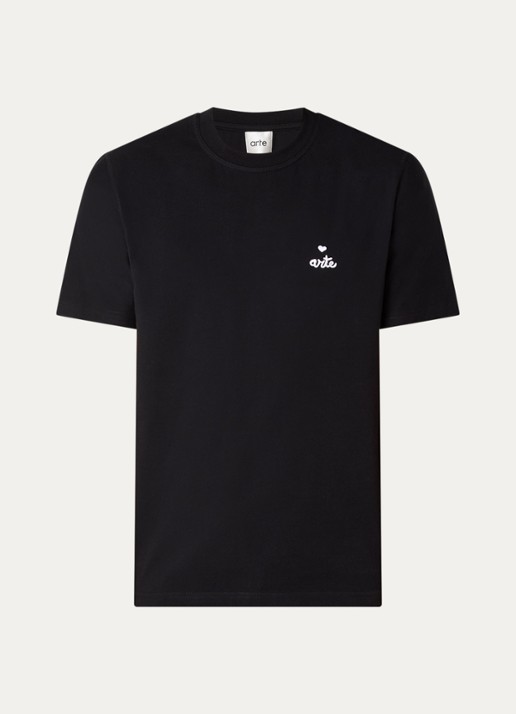 Arte Antwerp T-shirt met logoborduring - voorkant 3 zwart