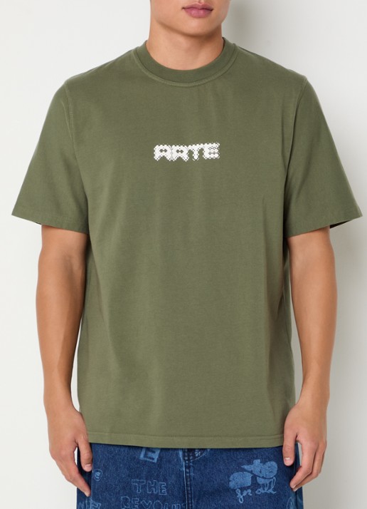 Arte Antwerp T-shirt met logoprint - detail donkergroen
