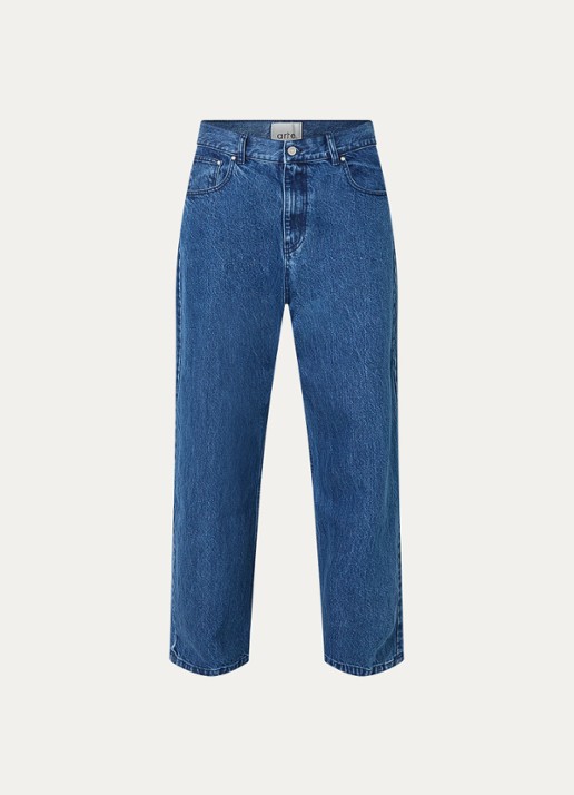 Arte Antwerp Wide leg jeans met donkere wassing - voorkant 4 indigo