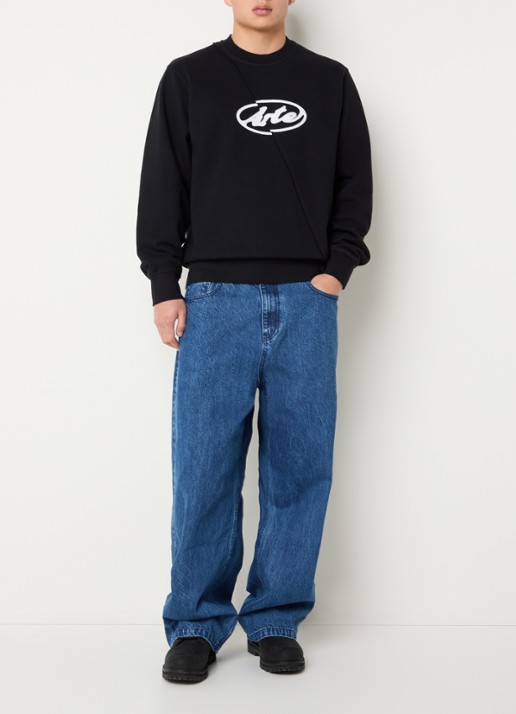 Arte Antwerp Wide leg jeans met donkere wassing - voorkant 5 indigo
