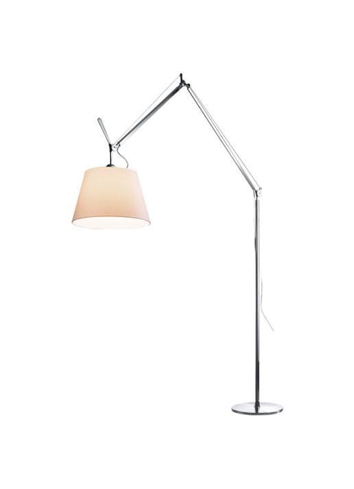 Artemide Tolomeo Mega Terra vloerlamp LED met toetsdimmer aluminium - voorkant creme