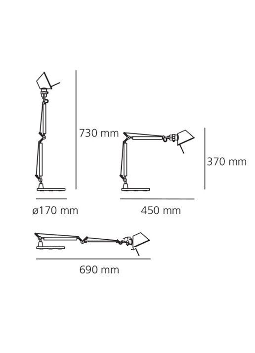 Artemide Tolomeo Micro tafellamp 73 x Ø17 cm - detail metaal
