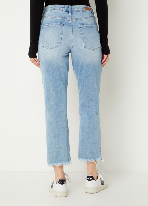 Articles of Society Kate high waist straight leg cropped jeans met lichte wassing - achterkant 3 indigo