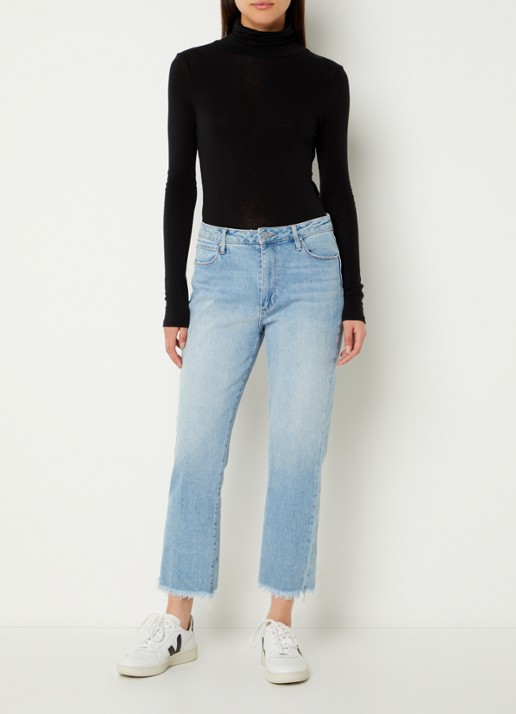 Articles of Society Kate high waist straight leg cropped jeans met lichte wassing - voorkant 2 indigo