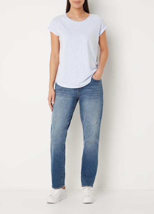 Articles of Society Rene mid waist tapered fit jeans met medium wassing - voorkant 4 indigo