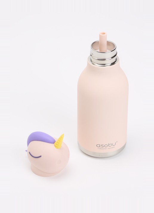 Asobu Unicorn Bestie waterfles 0,46 liter - voorkant 2 lichtroze